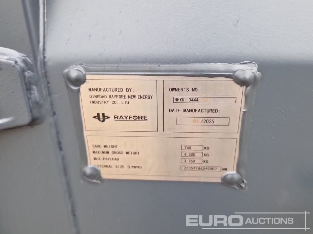 Unused 2025 Rayfore 8' Container, Side Door (2235 x 1845 x 2002mm), Max Load 5130Kg / Contenedor 4,12 m2, Máxima Carga 3760Kg - Contenedor marítimo: foto 5 Unused 2025 Rayfore 8' Container, Side Door (2235 x 1845 x 2002mm), Max Load 5130Kg / Contenedor 4,12 m2, Máxima Carga 3760Kg - Contenedor marítimo: foto 5