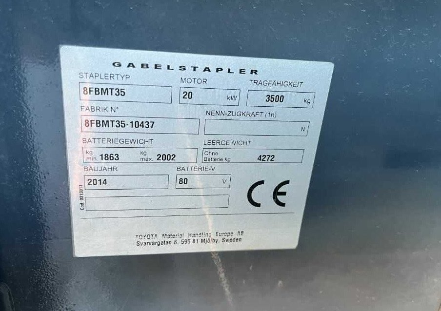 Toyota 8FBMT35 - Carretilla elevadora eléctrica: foto 4 Toyota 8FBMT35 - Carretilla elevadora eléctrica: foto 4