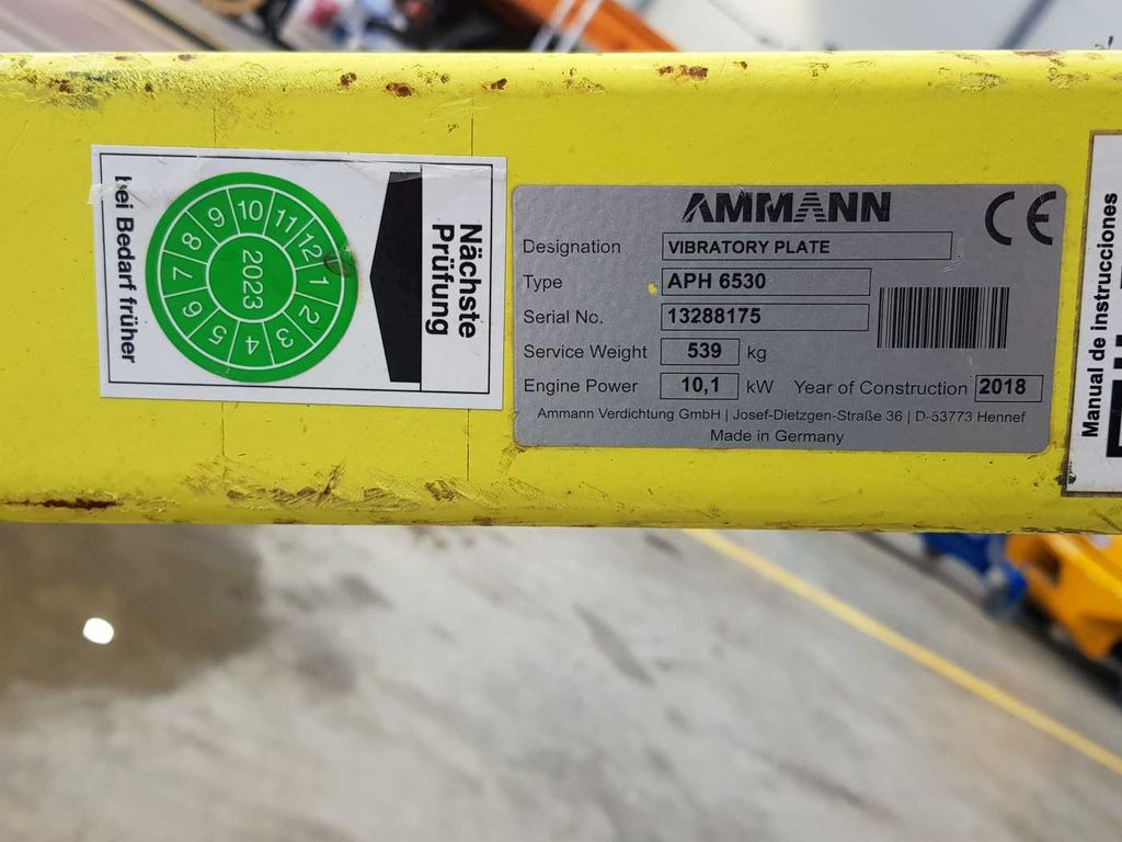 Plancha reversible Ammann APH 6530 Rüttelplatte / 539kg / 2018 / Diesel Ammann APH 6530 Rüttelplatte / 539kg / 2018 / Diesel: foto 8