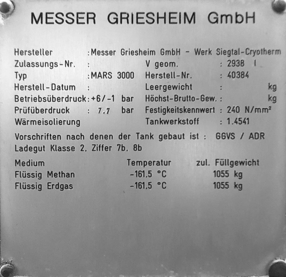 Vehículo municipal Messer Griesheim Tank semi-trailer LNG/CNG filling station Methan Gas Cryogenic: foto 15