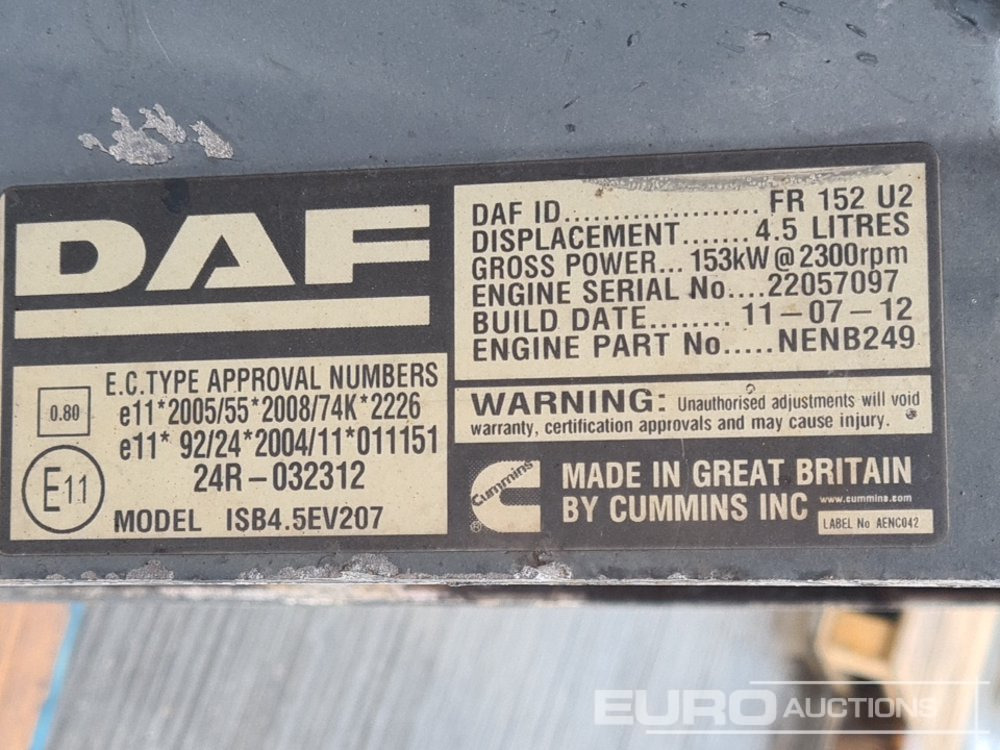 Motor 2012 DAF 4 Cylinder Engine: foto 14