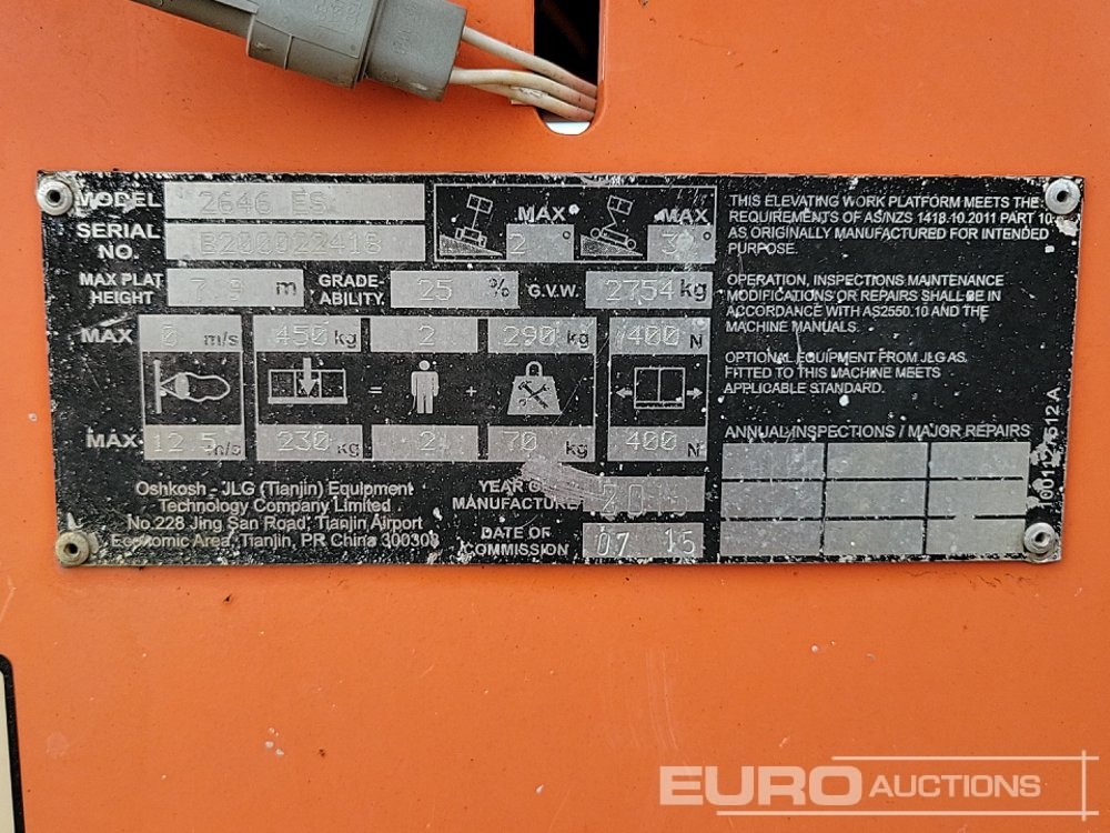 Plataforma elevadora 2015 JLG 2646 ES: foto 29