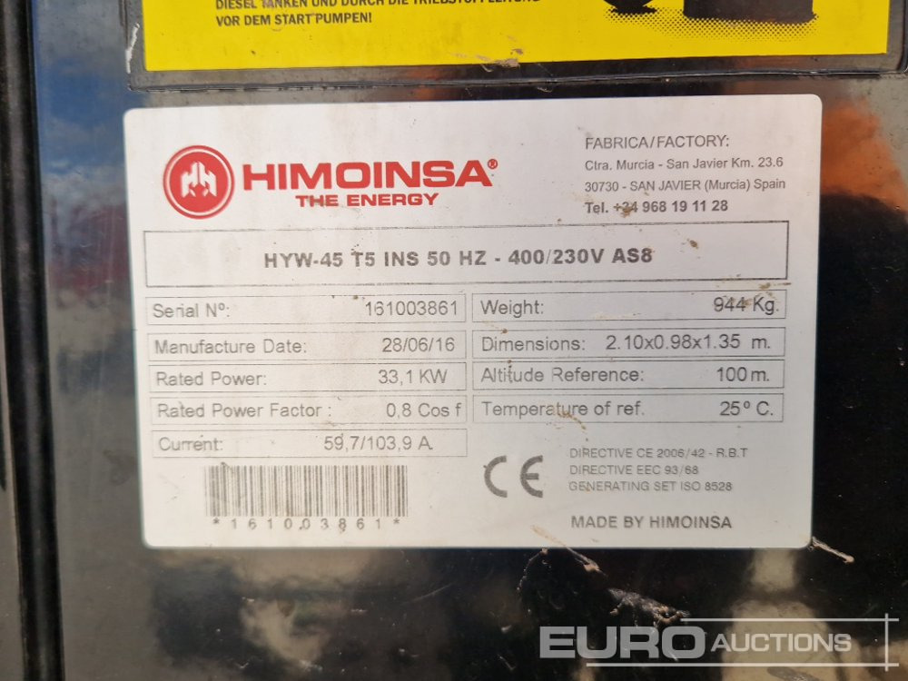 Generador industriale 2016 Himoinsa HYW-45 TS: foto 24