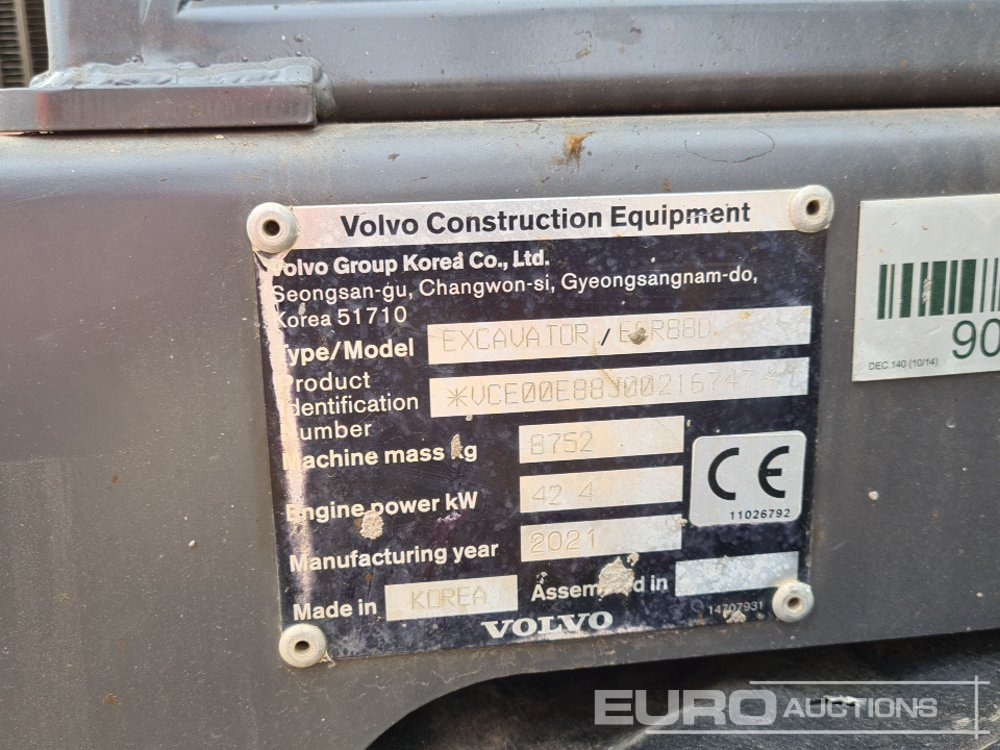 Miniexcavadora 2021 Volvo ECR88D: foto 37