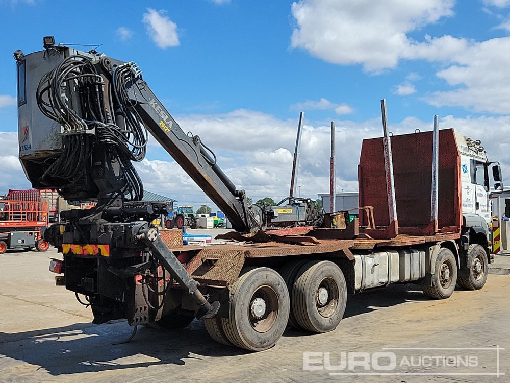 MAN 8x4 Flatbed Timber Lorry, Rear Mounted Kesla 2012T Hydraulic Crane With Cab, Hydraulic Rotating Log Grab, Manual Gearbox - Camión caja abierta: foto 5 MAN 8x4 Flatbed Timber Lorry, Rear Mounted Kesla 2012T Hydraulic Crane With Cab, Hydraulic Rotating Log Grab, Manual Gearbox - Camión caja abierta: foto 5