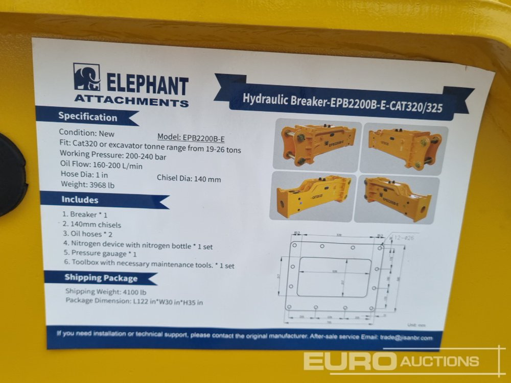 Martillo hidráulico Unused 2025 Elephant  EPB2200B-E: foto 15