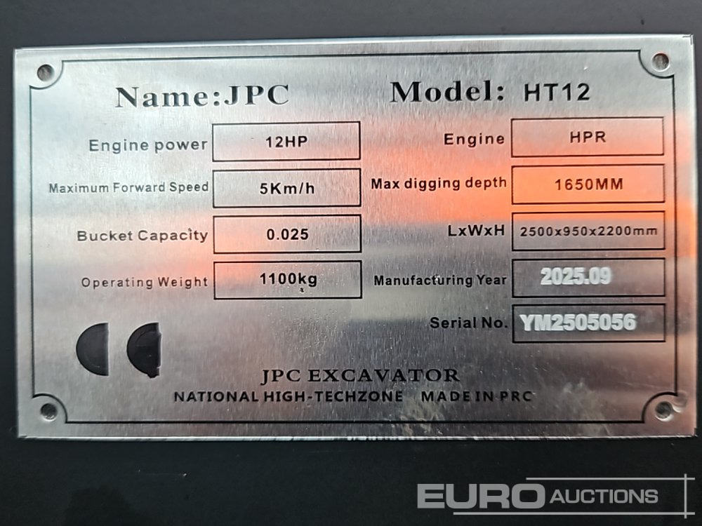 Unused 2025 JPC HT12 - Miniexcavadora: foto 1 Unused 2025 JPC HT12 - Miniexcavadora: foto 1