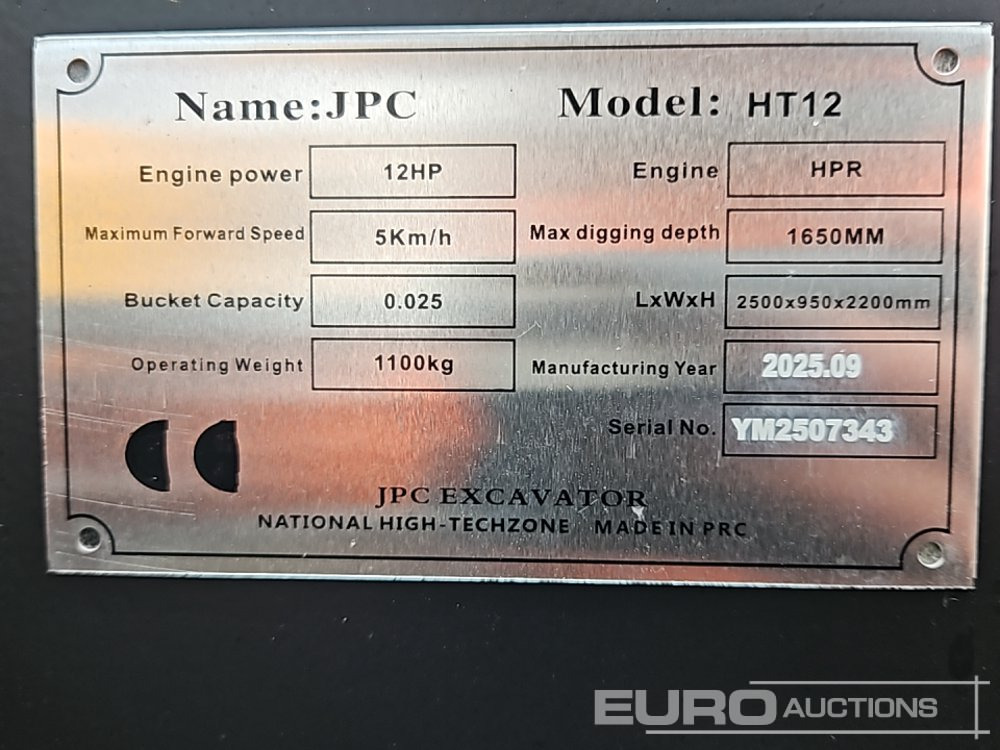 Unused 2025 JPC HT12 - Miniexcavadora: foto 1 Unused 2025 JPC HT12 - Miniexcavadora: foto 1