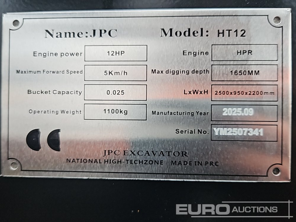 Unused 2025 JPC HT12 - Miniexcavadora: foto 1 Unused 2025 JPC HT12 - Miniexcavadora: foto 1