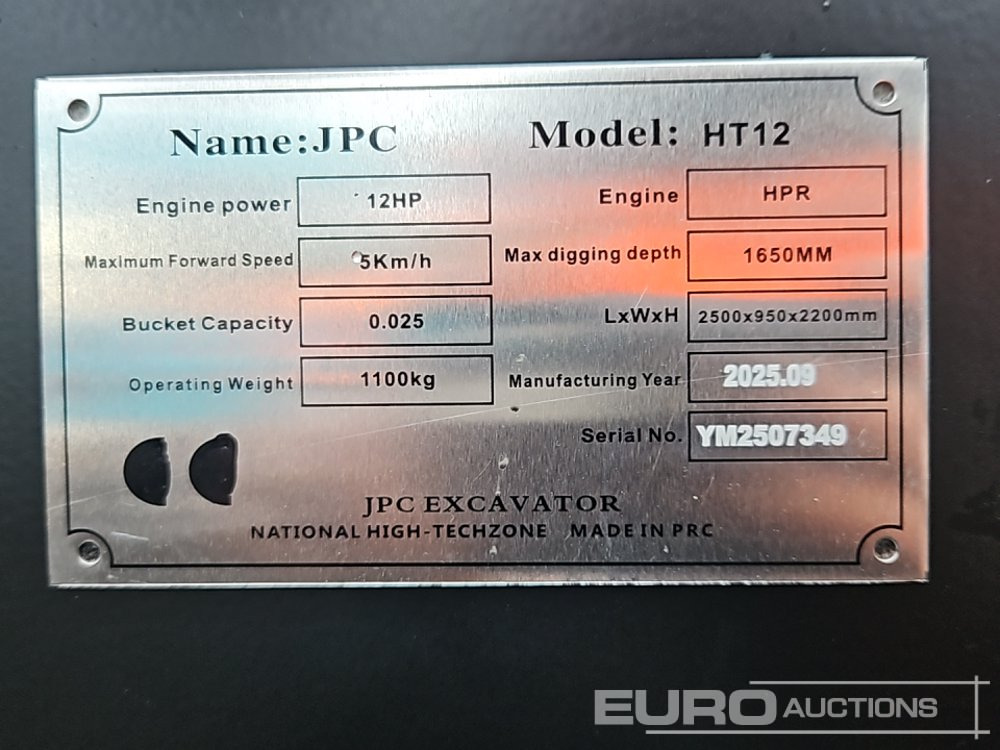 Unused 2025 JPC HT12 - Miniexcavadora: foto 1 Unused 2025 JPC HT12 - Miniexcavadora: foto 1
