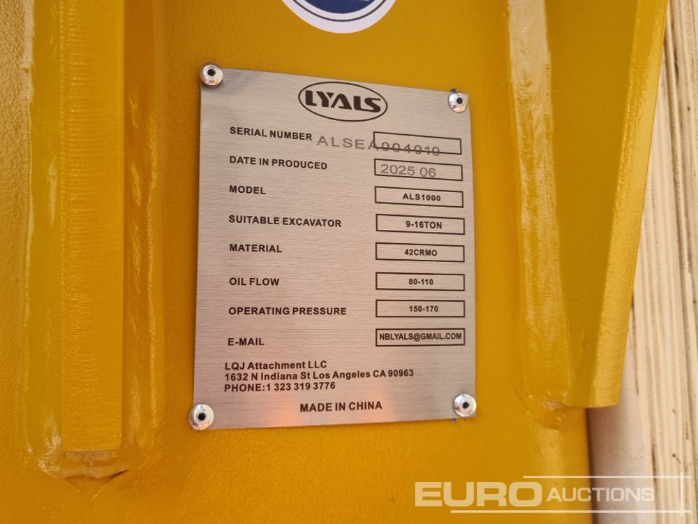Martillo hidráulico Unused 2025 Lyals ALS1000: foto 19