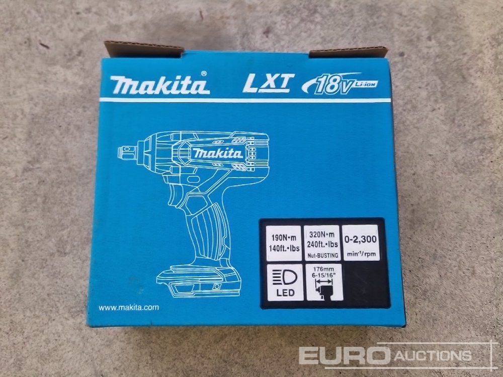 Equipo de construcción Unused Makita DTW190 18V 1/2" Li-Ion LXT Impact Wrench (Body Only): foto 21