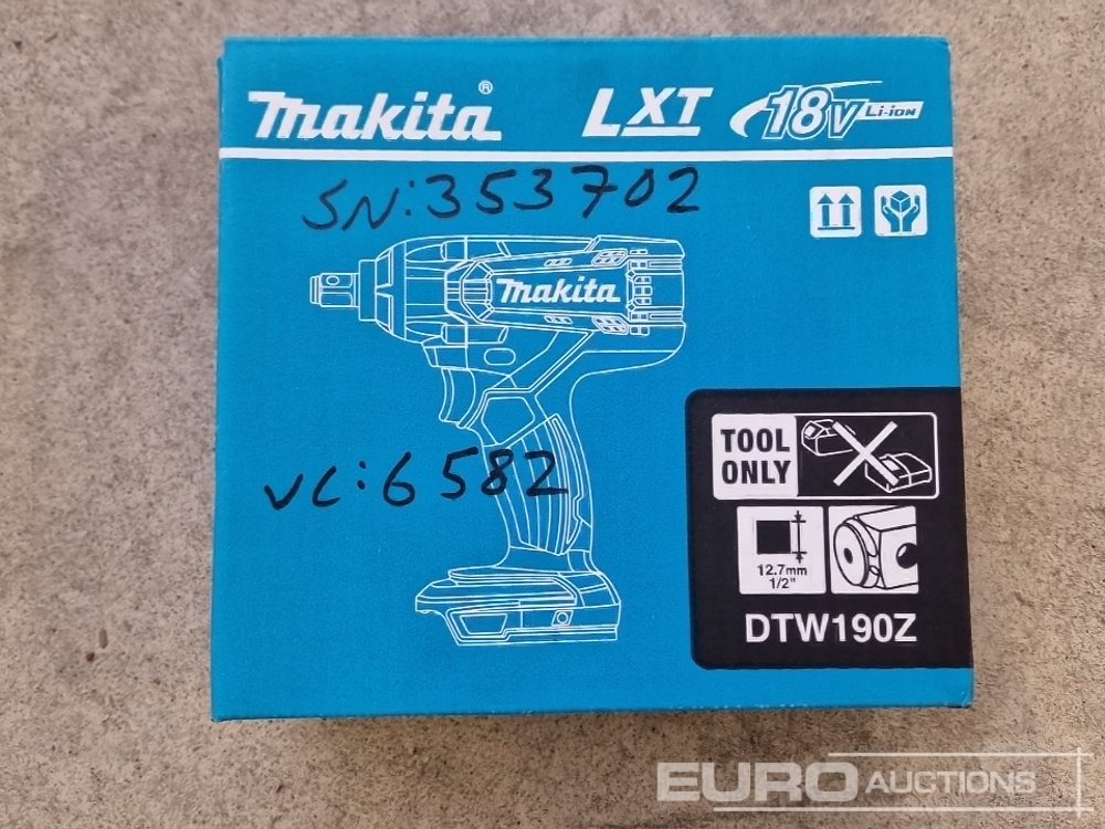 Equipo de construcción Unused Makita DTW190 18V 1/2" Li-Ion LXT Impact Wrench (Body Only): foto 20