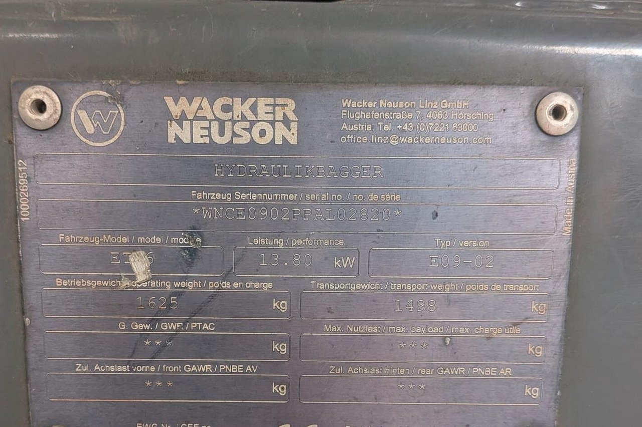 Miniexcavadora Miniescavatore usato Wacker Neuson ET 16 MTR: foto 8