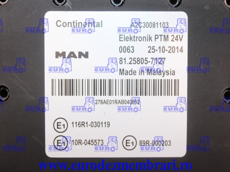 CALCULATOR PTM MAN TGX 81.25805.7127 - Unidad de control para Camión: foto 3 CALCULATOR PTM MAN TGX 81.25805.7127 - Unidad de control para Camión: foto 3