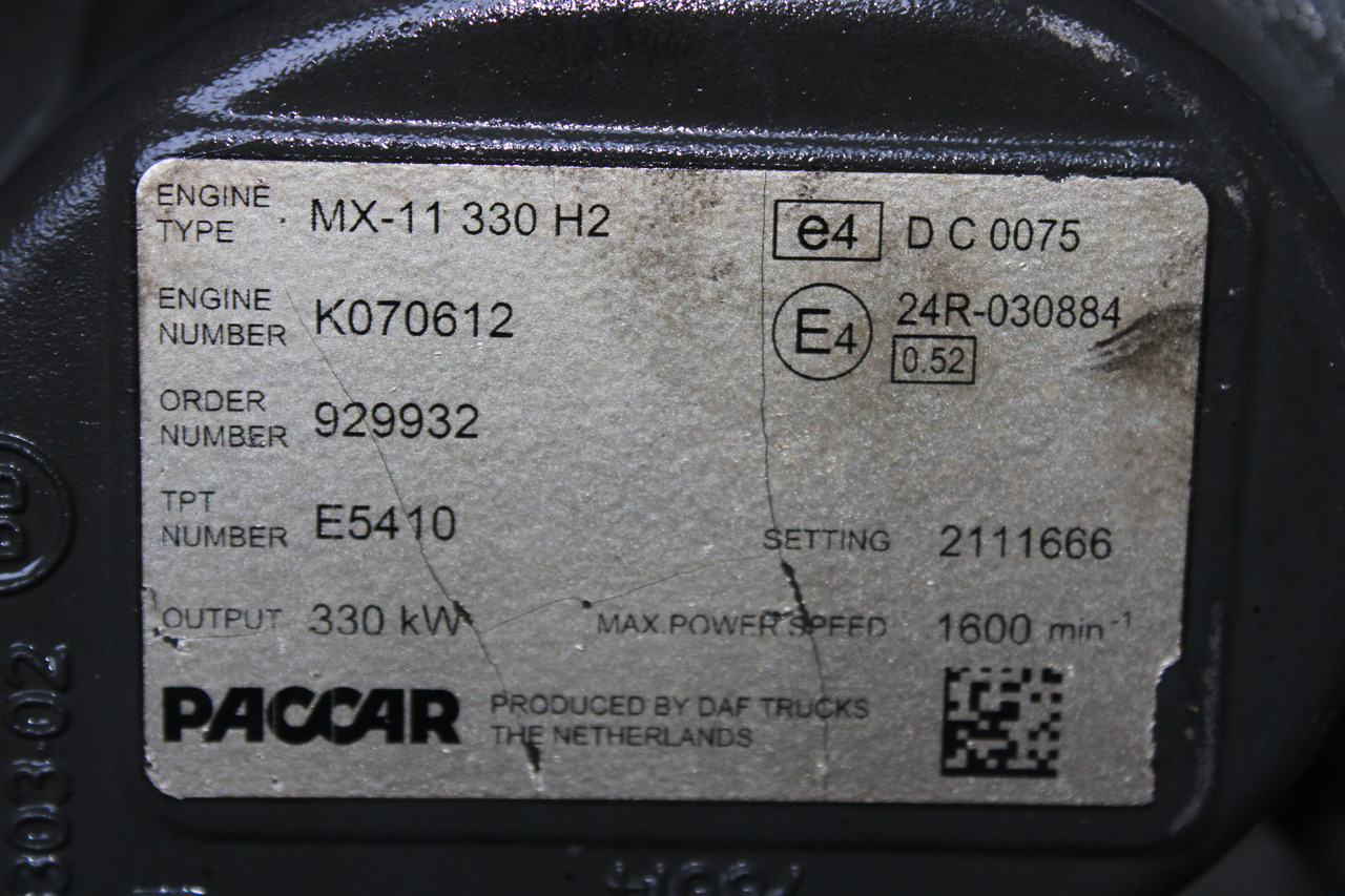 MOTOR DAF MX-11 330 H2 450CP EURO 6 2111666 - Motor para Camión: foto 5 MOTOR DAF MX-11 330 H2 450CP EURO 6 2111666 - Motor para Camión: foto 5