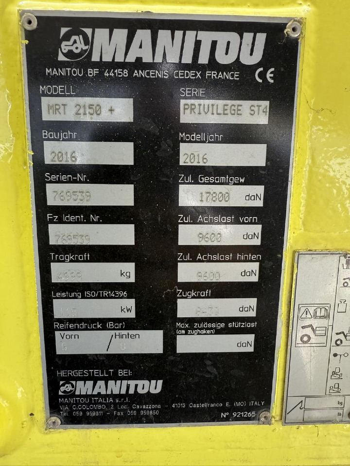 Manipulador telescópico Manitou MRT 2150 Privilege + | Winde | Funk etc.: foto 8