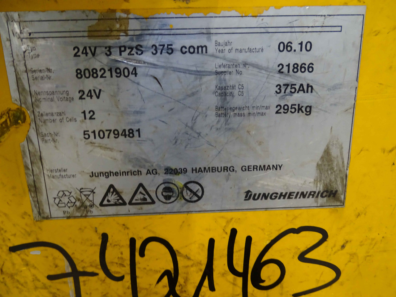 Jungheinrich 24V375AH - Acumulador para Equipo de manutención: foto 4 Jungheinrich 24V375AH - Acumulador para Equipo de manutención: foto 4