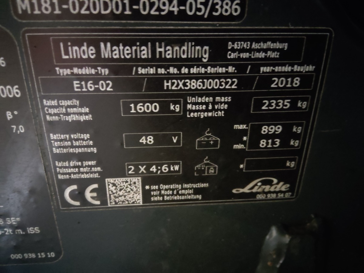 Linde E16-02 - Carretilla elevadora eléctrica: foto 5 Linde E16-02 - Carretilla elevadora eléctrica: foto 5