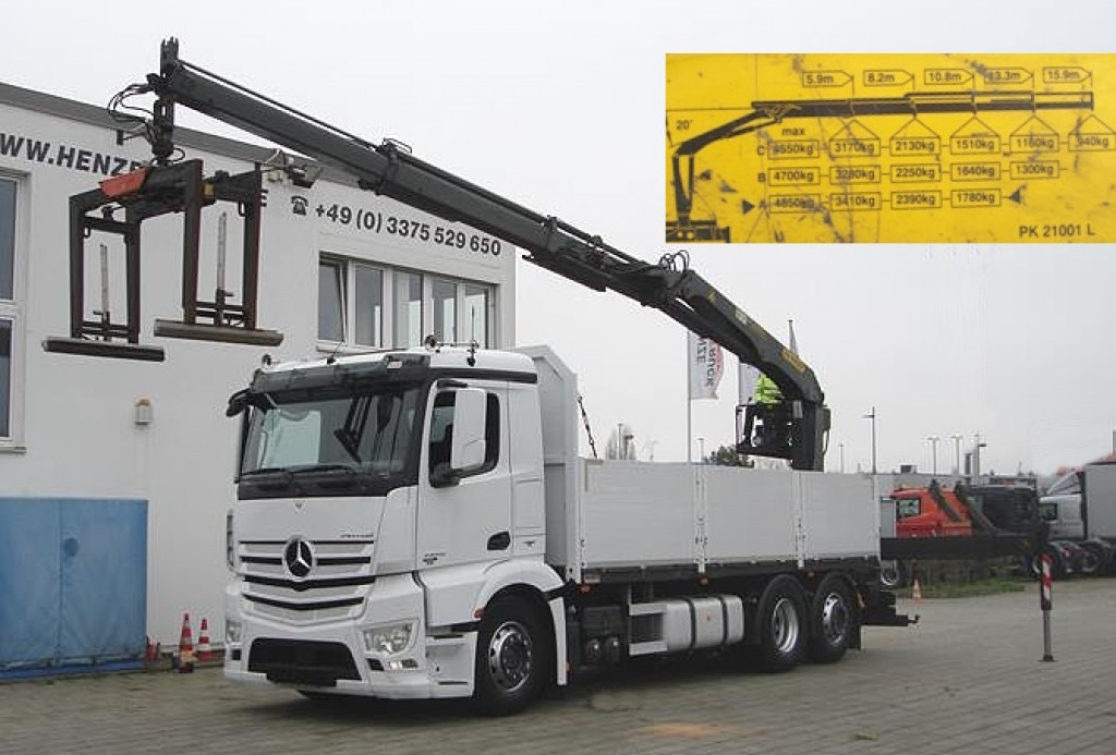 MERCEDES-BENZ Antos 2543 L 6x2 Pritsche Heckkran - Camión caja abierta, Camión grúa: foto 1 MERCEDES-BENZ Antos 2543 L 6x2 Pritsche Heckkran - Camión caja abierta, Camión grúa: foto 1
