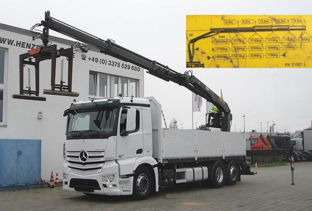 Mercedes-Benz Antos 2543 L/6x2 Pritsche Heckkran - Camión caja abierta, Camión grúa: foto 1 Mercedes-Benz Antos 2543 L/6x2 Pritsche Heckkran - Camión caja abierta, Camión grúa: foto 1
