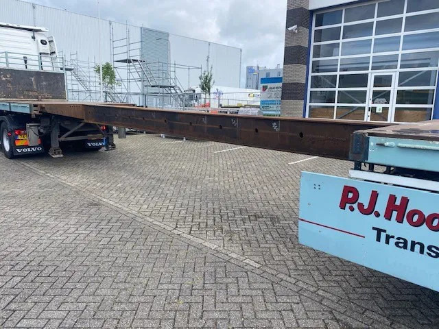 Floor robuuste vlakke oplegger ,uitschuifbaar, ,stuurassen, 20 mtr met stalen bodem/frame. kranenprofiel. - Semirremolque plataforma/ Caja abierta: foto 1 Floor robuuste vlakke oplegger ,uitschuifbaar, ,stuurassen, 20 mtr met stalen bodem/frame. kranenprofiel. - Semirremolque plataforma/ Caja abierta: foto 1